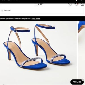 Royal Blue crystal ankle strap heels